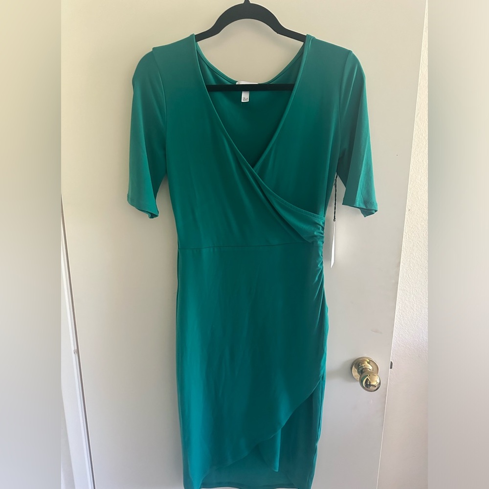 Leith Teal Asymmetrical Wrap Dress